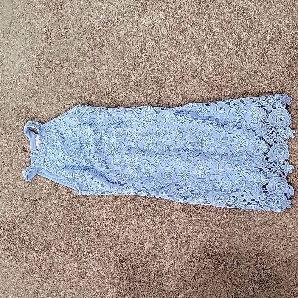 Blue lace detail sleeveless dress spring blue